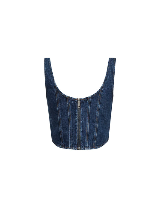 Blue denim corset top