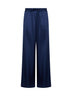 Navy blue satin oversized pajama-style trousers