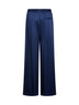 Navy blue satin oversized pajama-style trousers