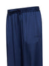 Navy blue satin oversized pajama-style trousers