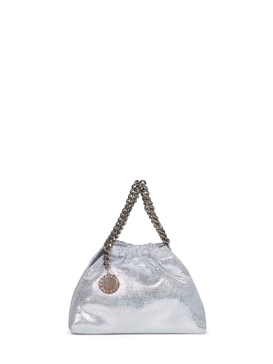 Silver Falabella mini drawstring crossbody bag