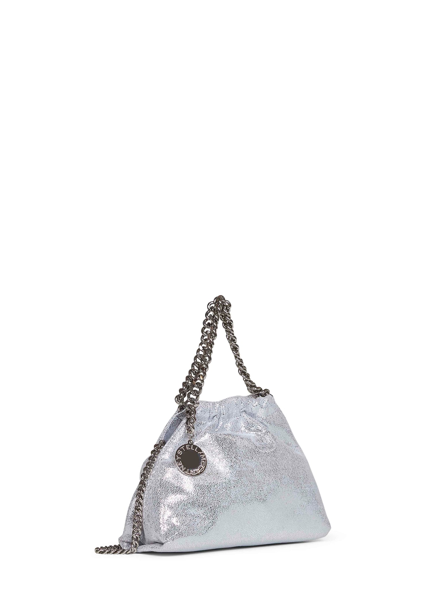 Borsa a tracolla mini con coulisse Falabella argento