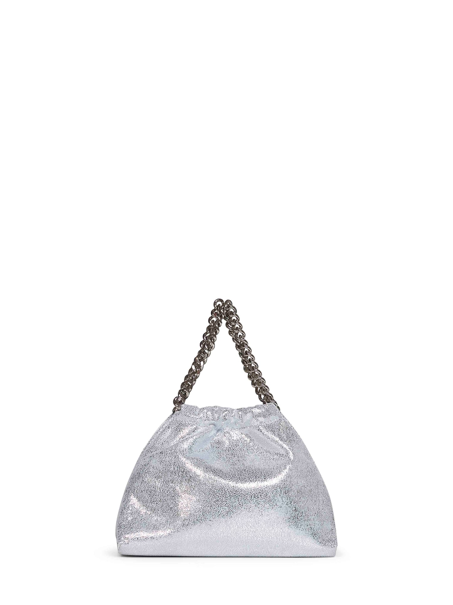 Borsa a tracolla mini con coulisse Falabella argento