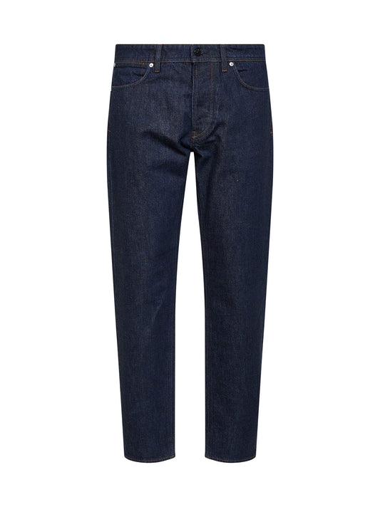 Jeans straight in denim di cotone blu rinse
