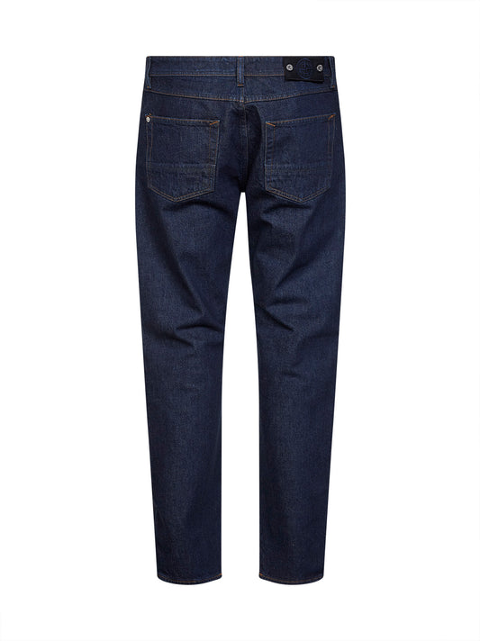 Jeans straight in denim di cotone blu rinse