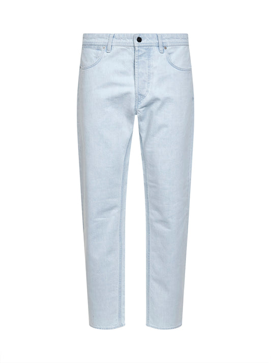 Jeans straight in denim di cotone azzurro