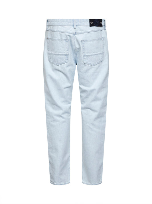 Jeans straight in denim di cotone azzurro