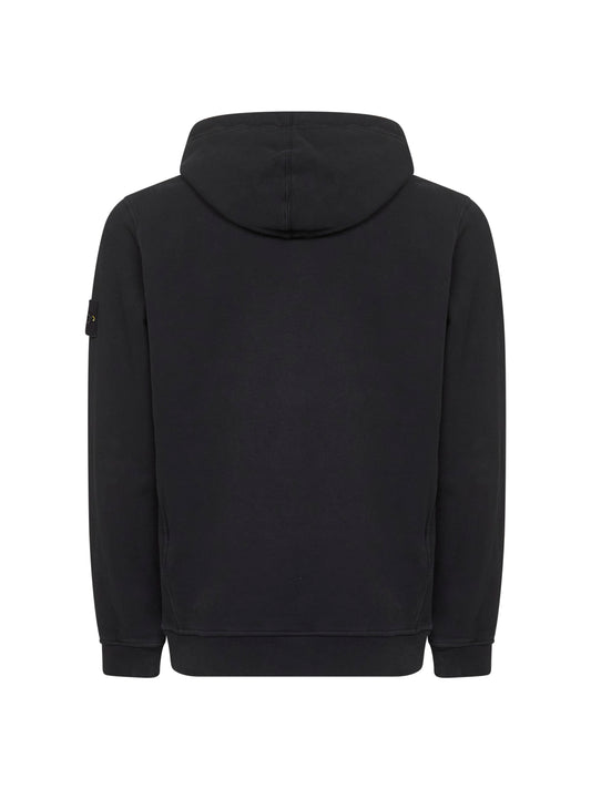 Black brushed organic cotton hoodie