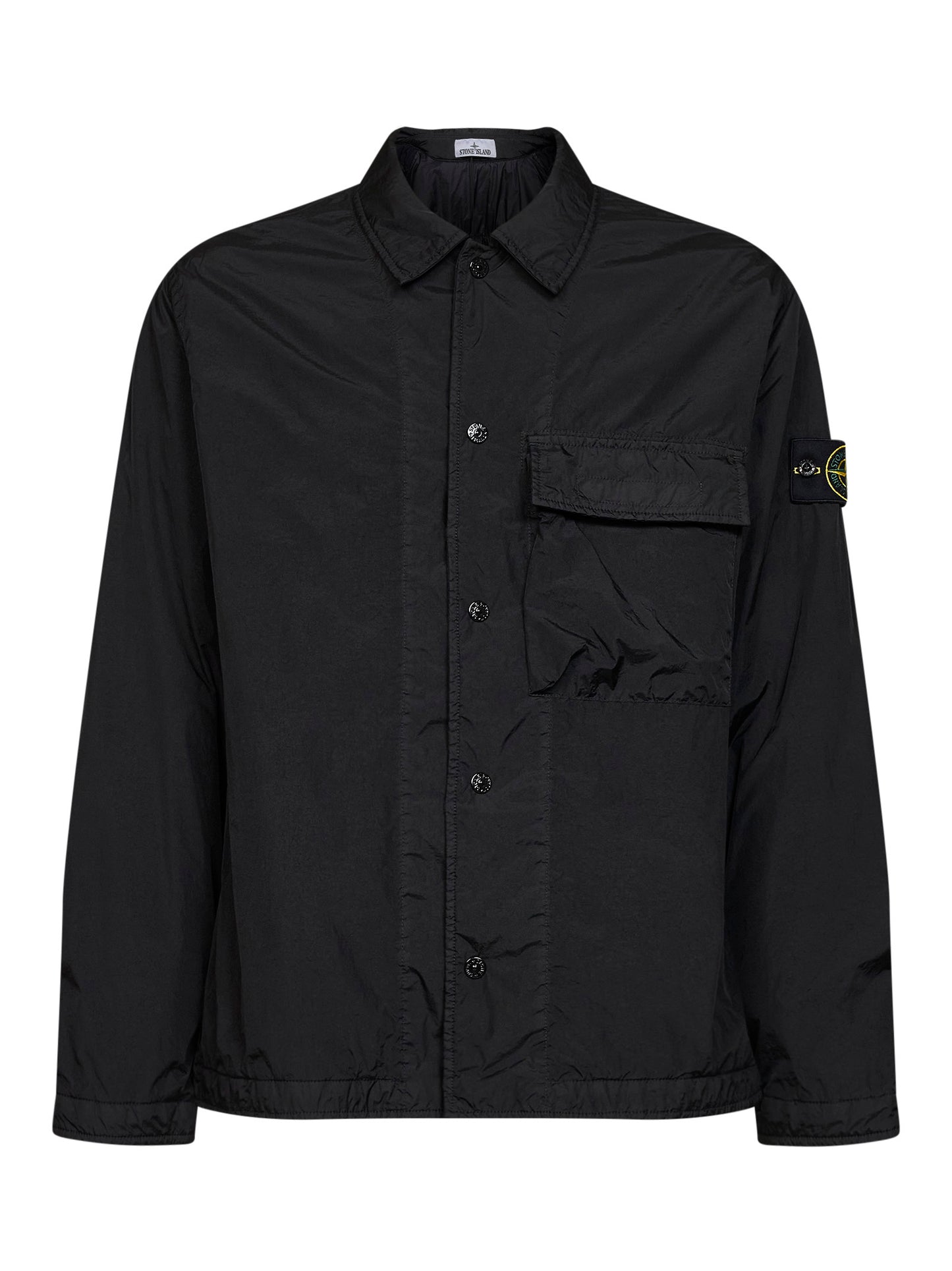 Black Crinkle Reps NY padded overshirt