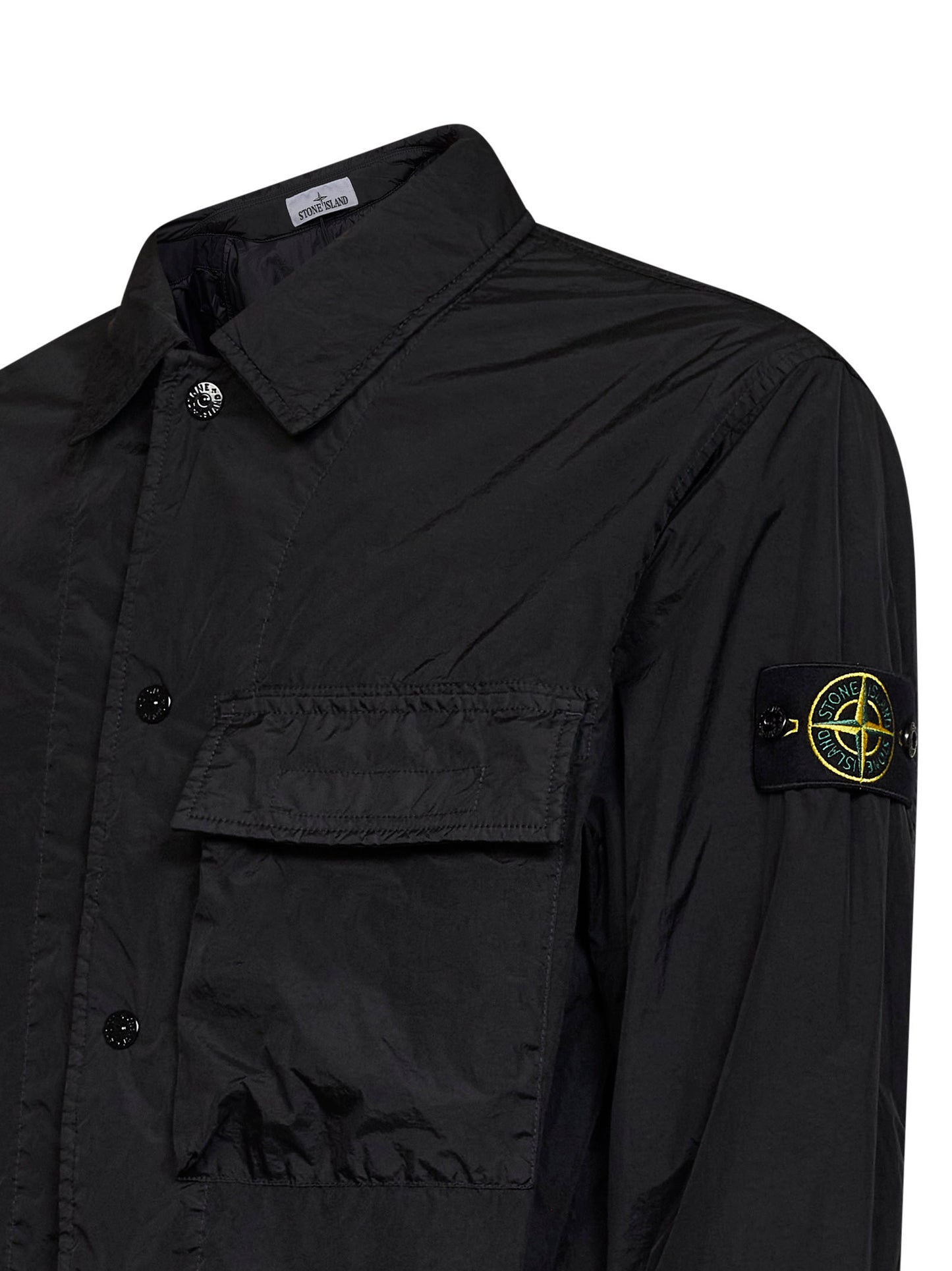 Black Crinkle Reps NY padded overshirt