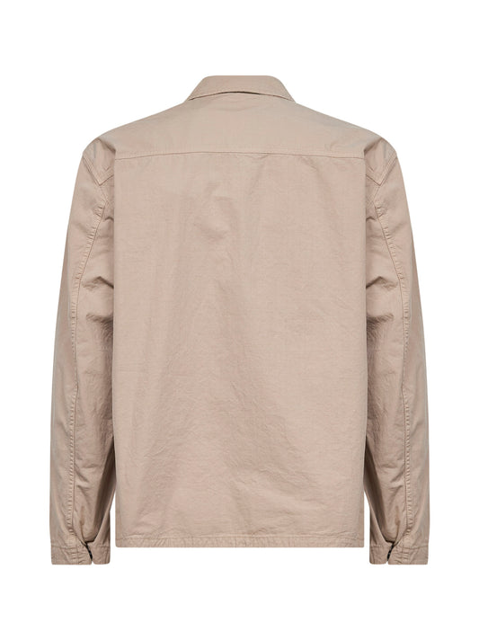 Overshirt in ripstop di cotone biologico mercerizzato deserto