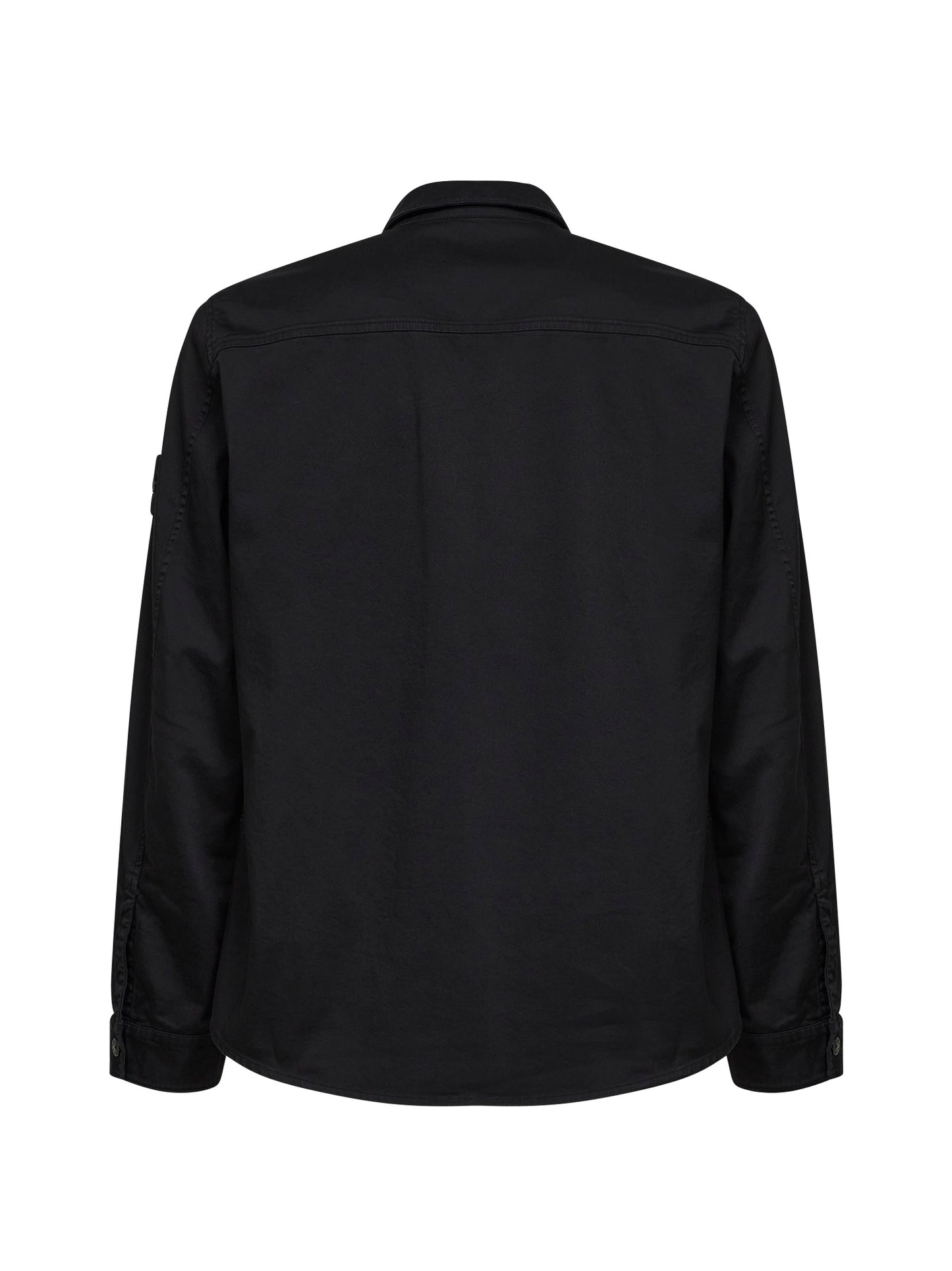 Black stretch organic cotton satin overshirt