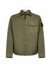 Overshirt in raso di cotone biologico stretch verde militare