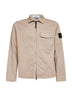 Overshirt in raso di cotone biologico stretch deserto
