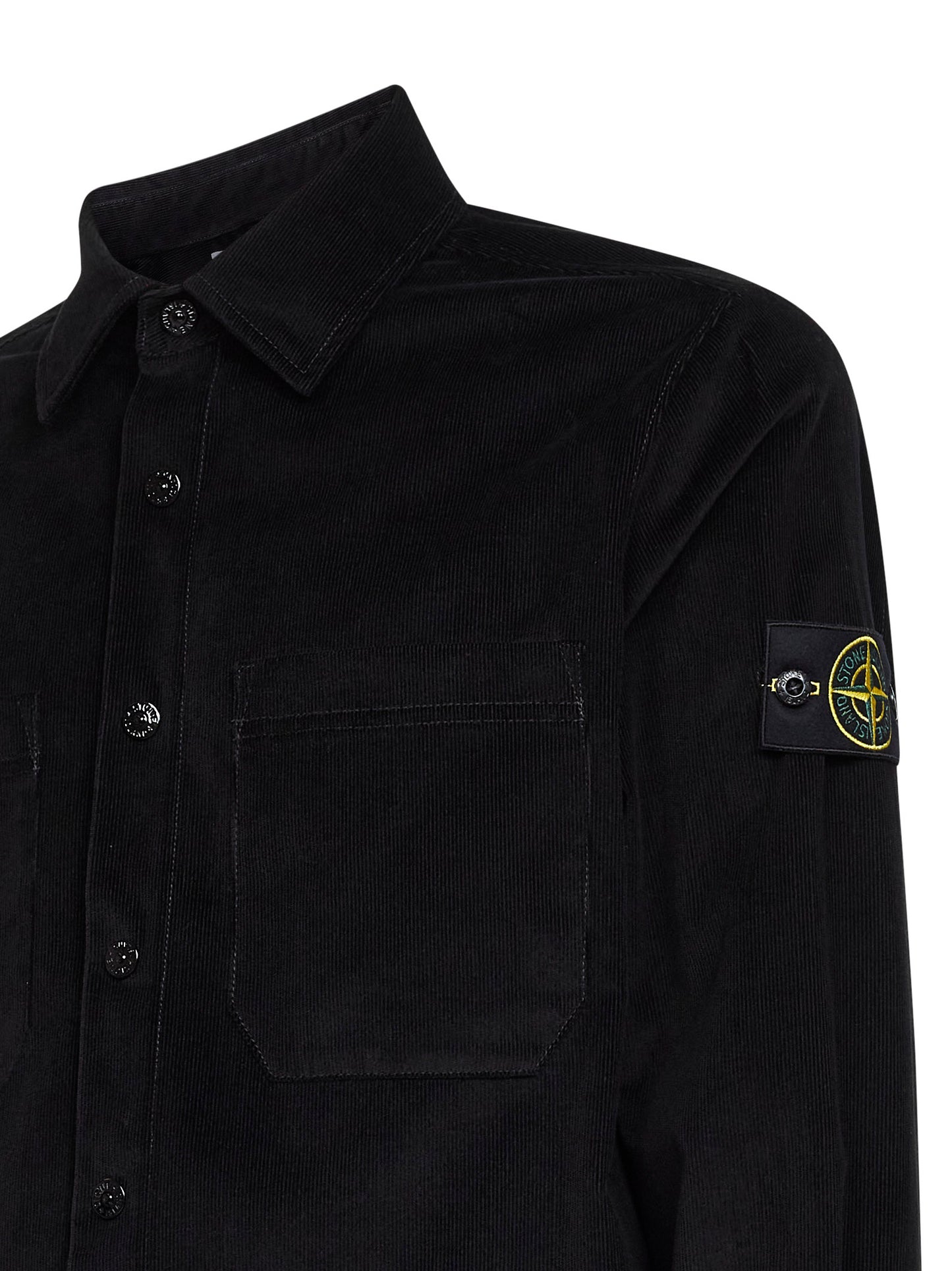 Overshirt in micro-corduroy di cotone nero