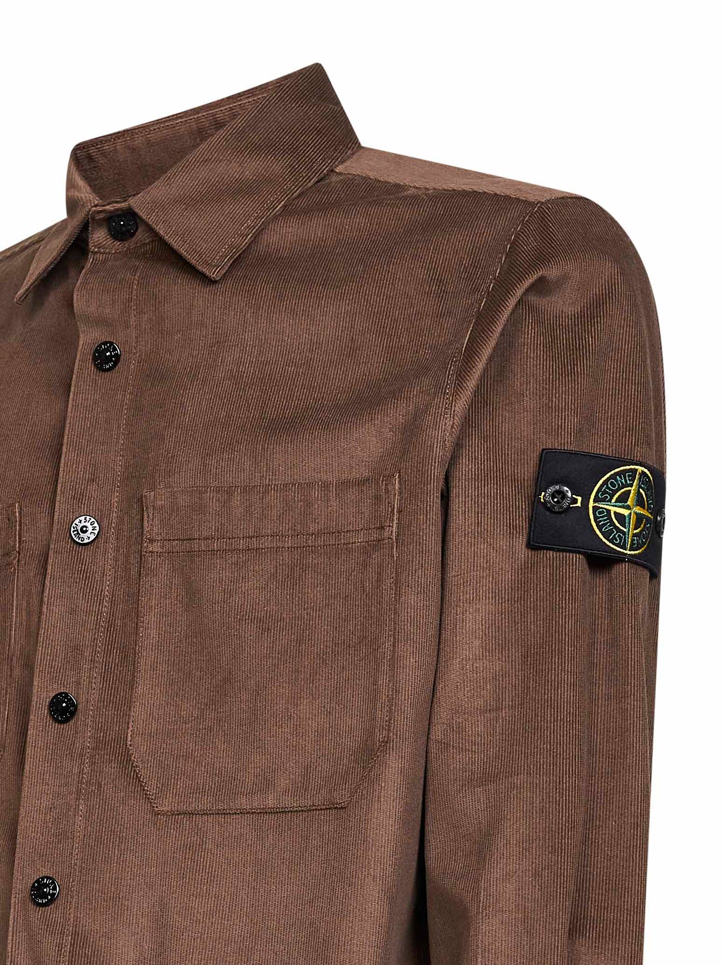 Brown cotton micro-corduroy overshirt