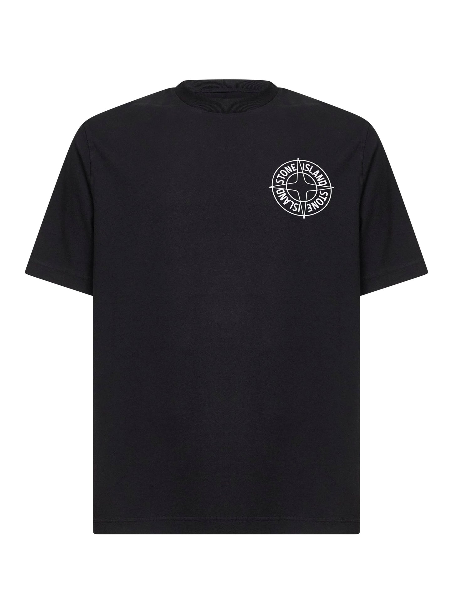 Black jersey "Outline Compass" printed T-shirt