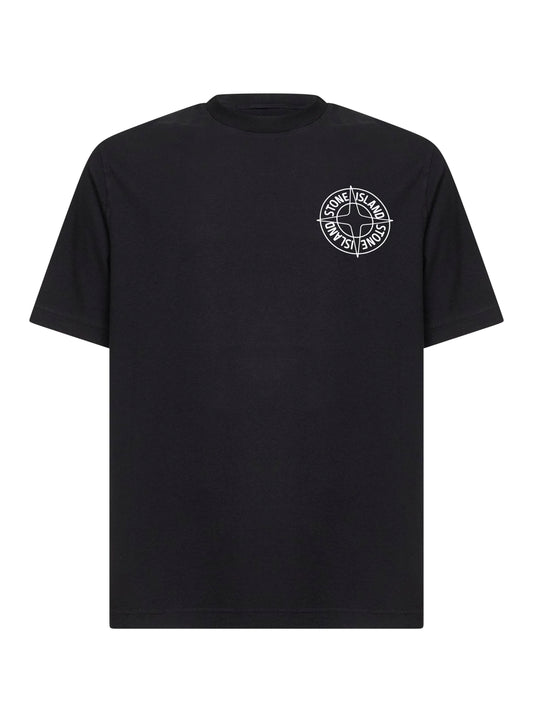 Black jersey "Outline Compass" printed T-shirt
