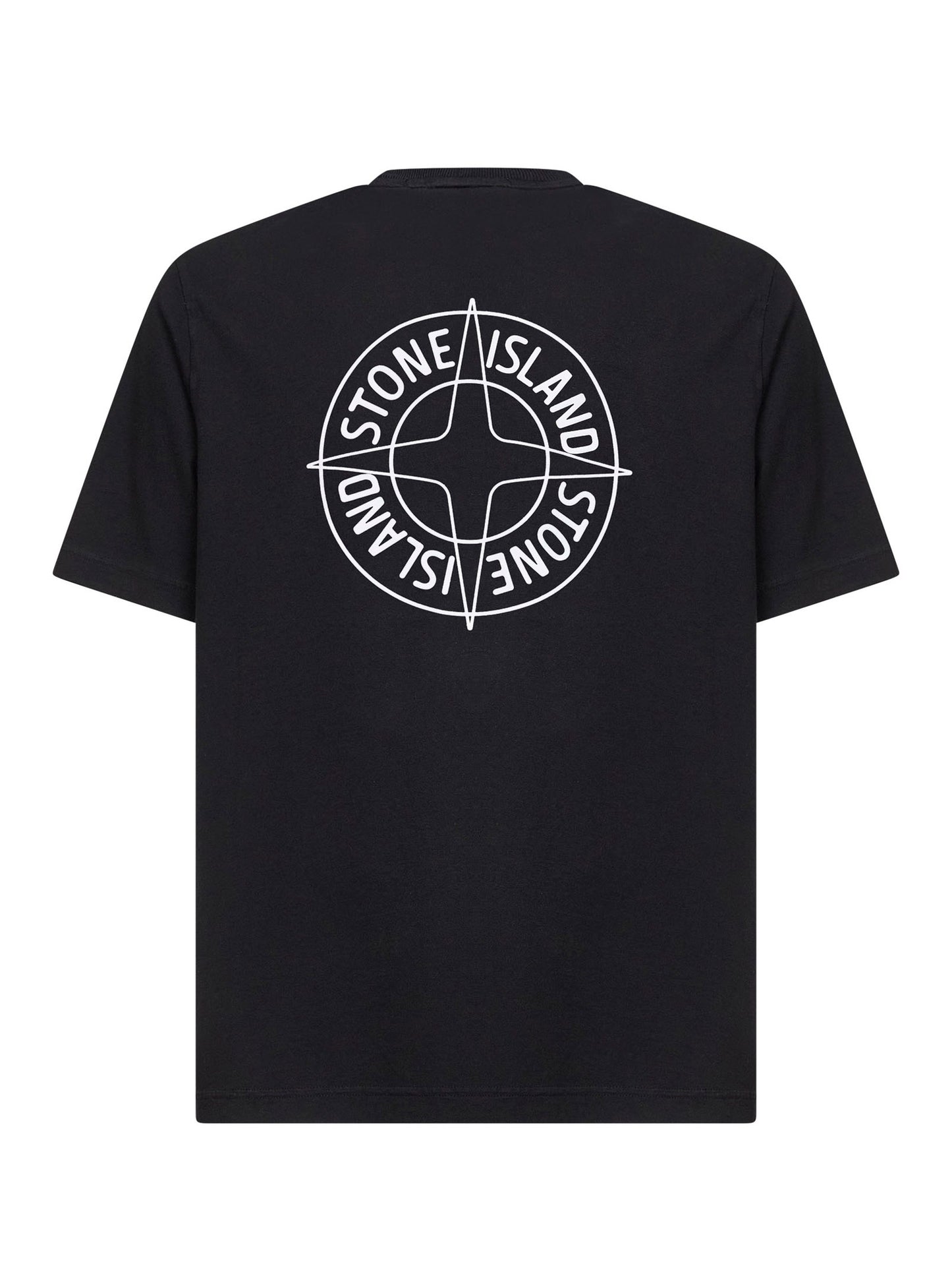 Black jersey "Outline Compass" printed T-shirt