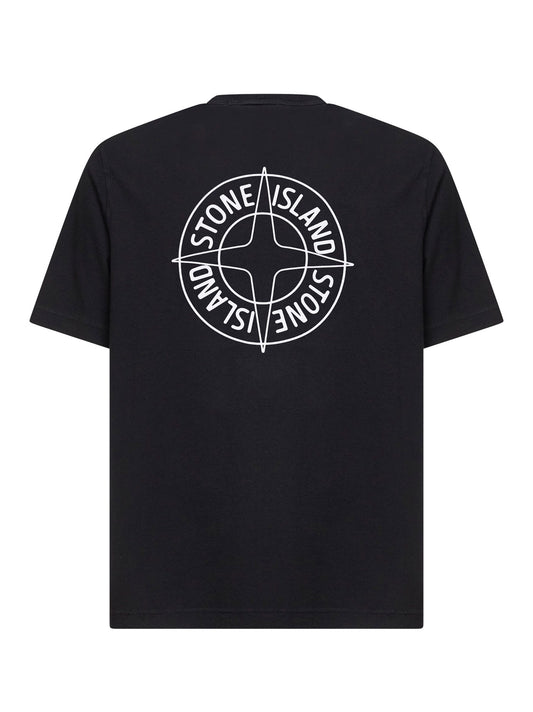 Black jersey "Outline Compass" printed T-shirt