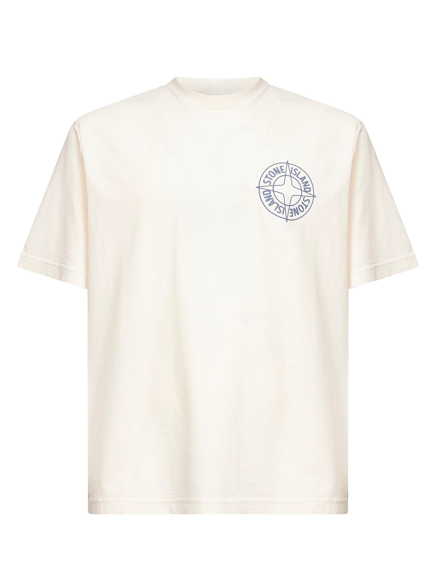 Ivory jersey "Outline Compass" printed T-shirt