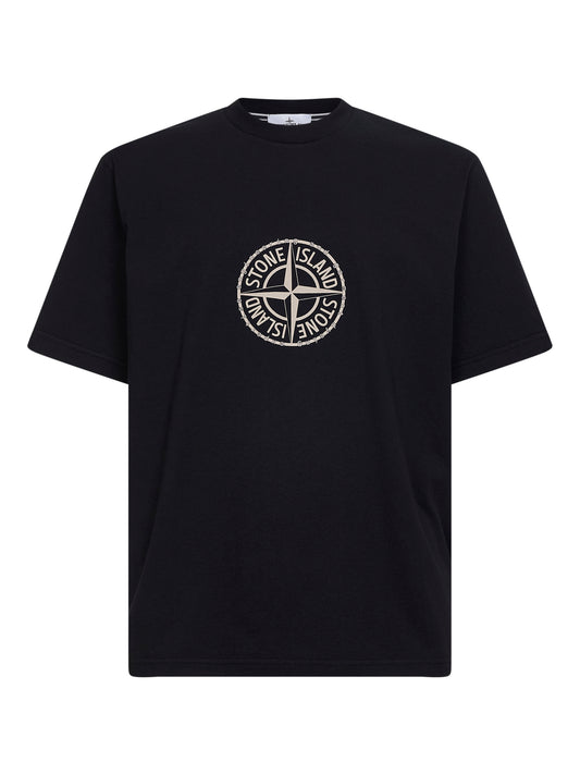 Black organic jersey T-shirt with "All Around Compass" print