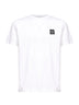 White slim-fit logo patch T-shirt<BR/>