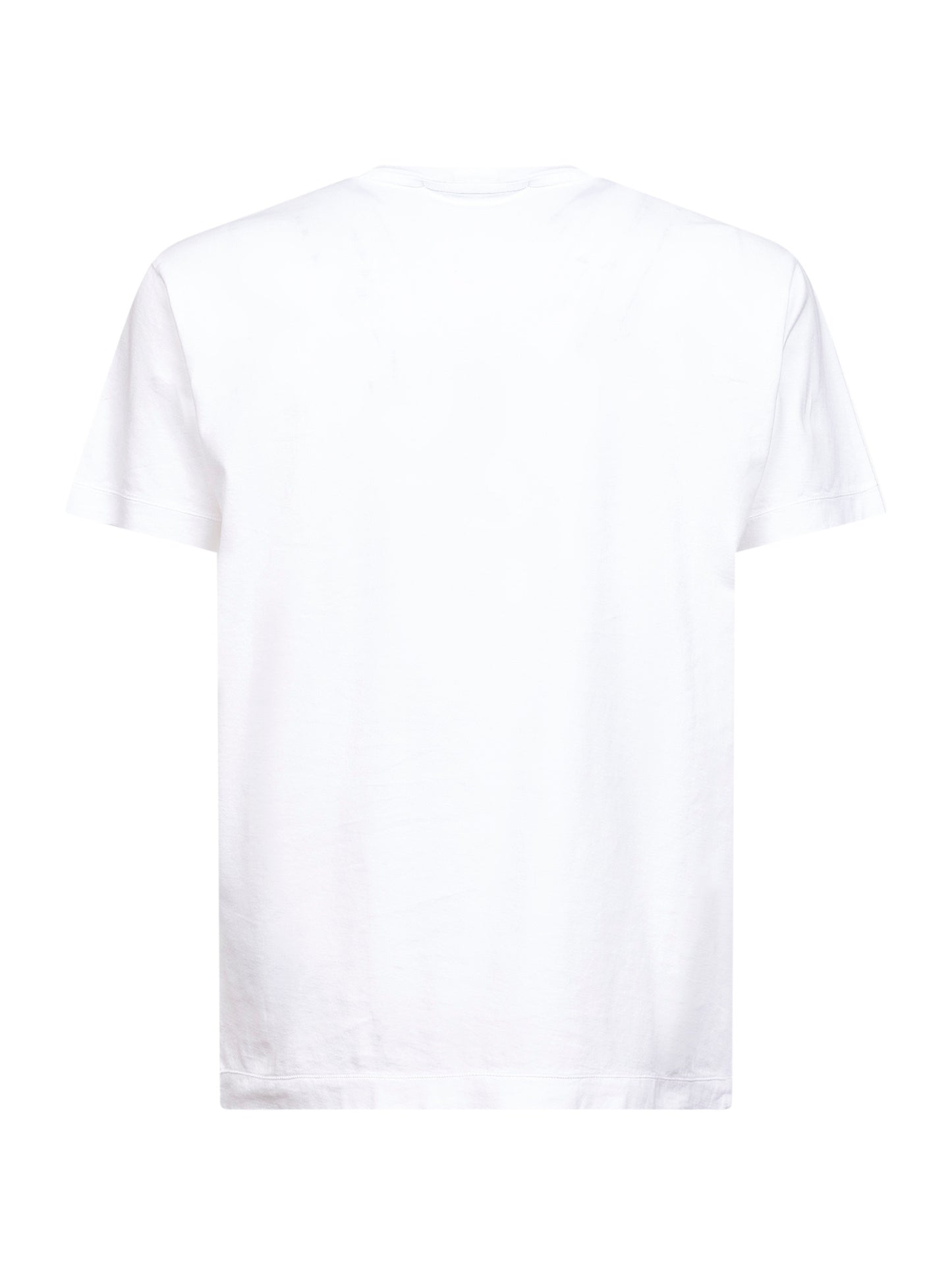 White slim-fit logo patch T-shirt<BR/>