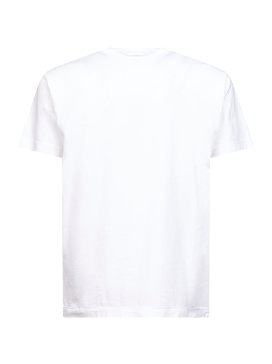 White slim-fit logo patch T-shirt<BR/>