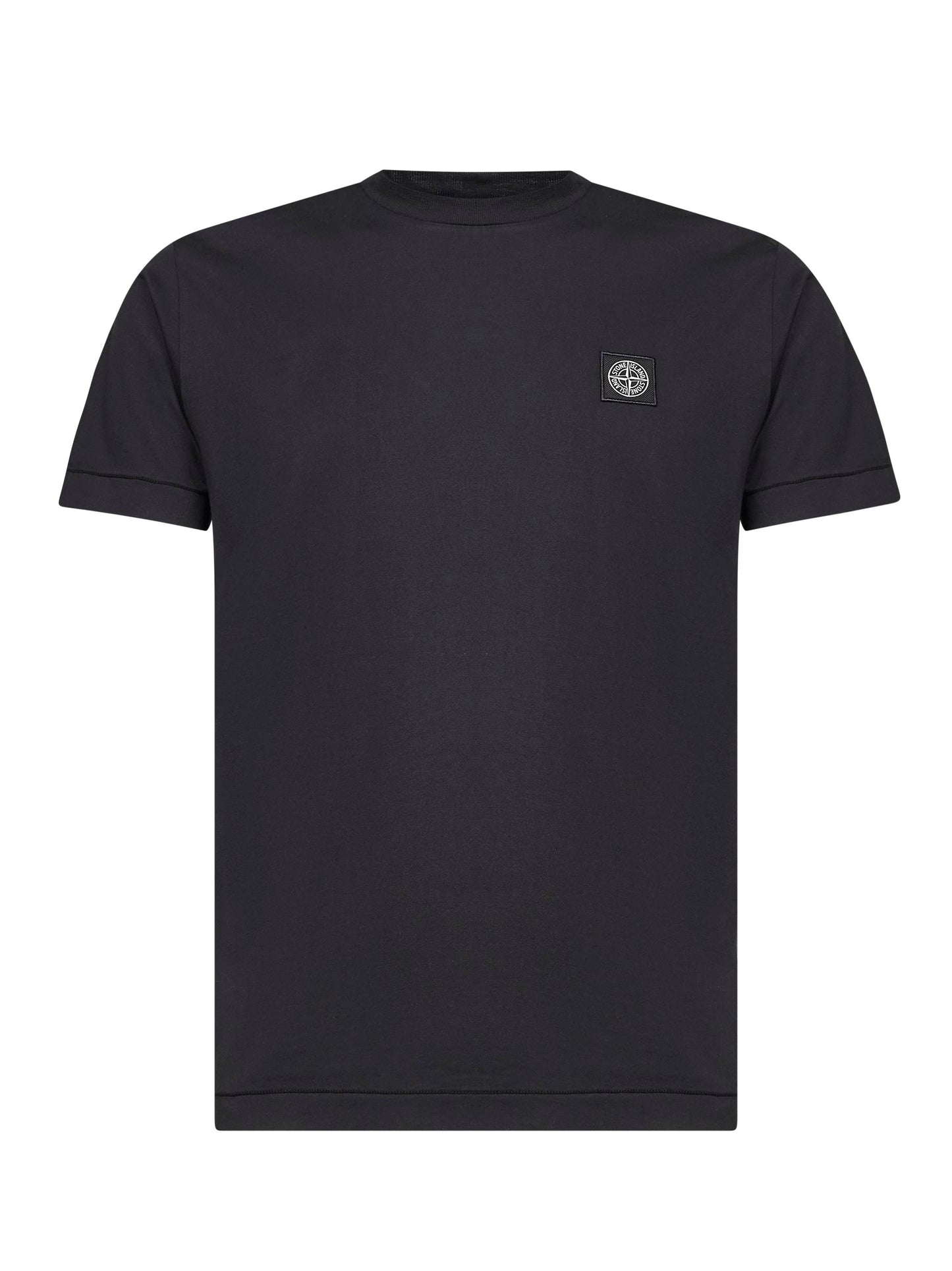 Black slim-fit logo patch T-shirt<BR/>