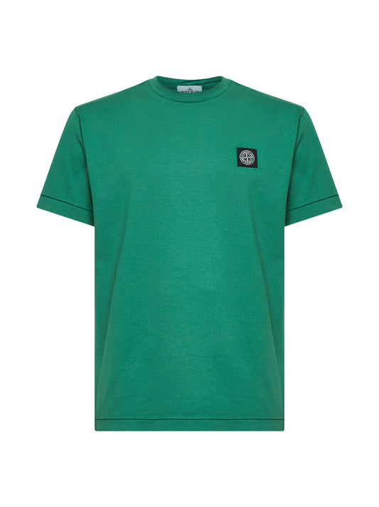 T-shirt slim-fit malachite con patch logo