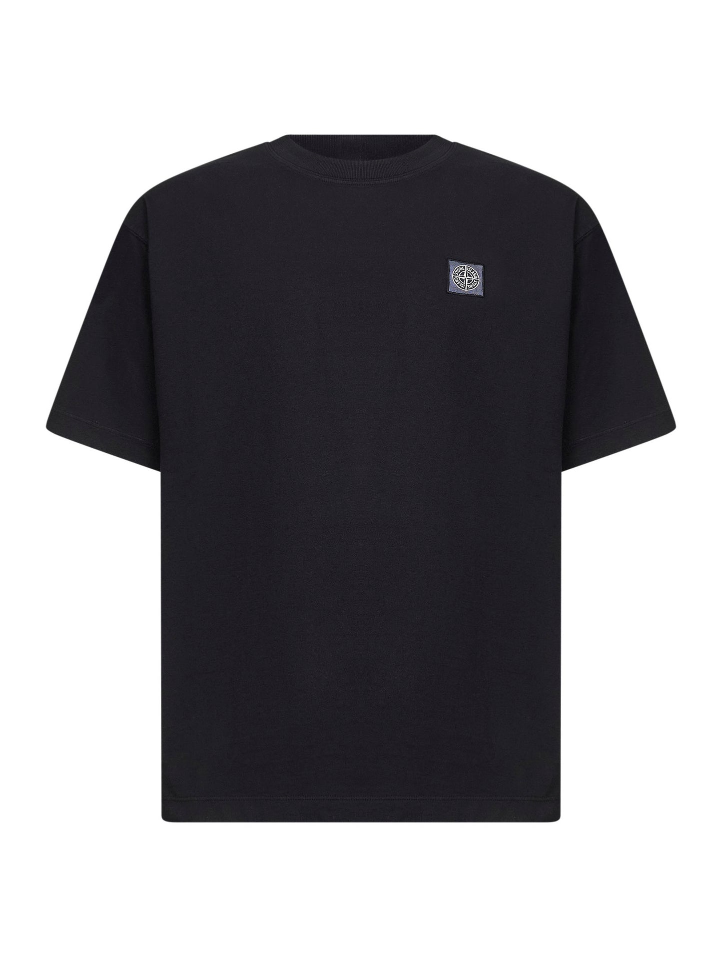 Black jersey logo patch T-shirt<BR/>
