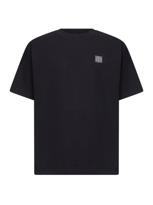Black jersey logo patch T-shirt<BR/>