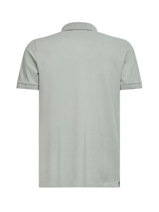 Sage green stretch cotton piqué polo shirt