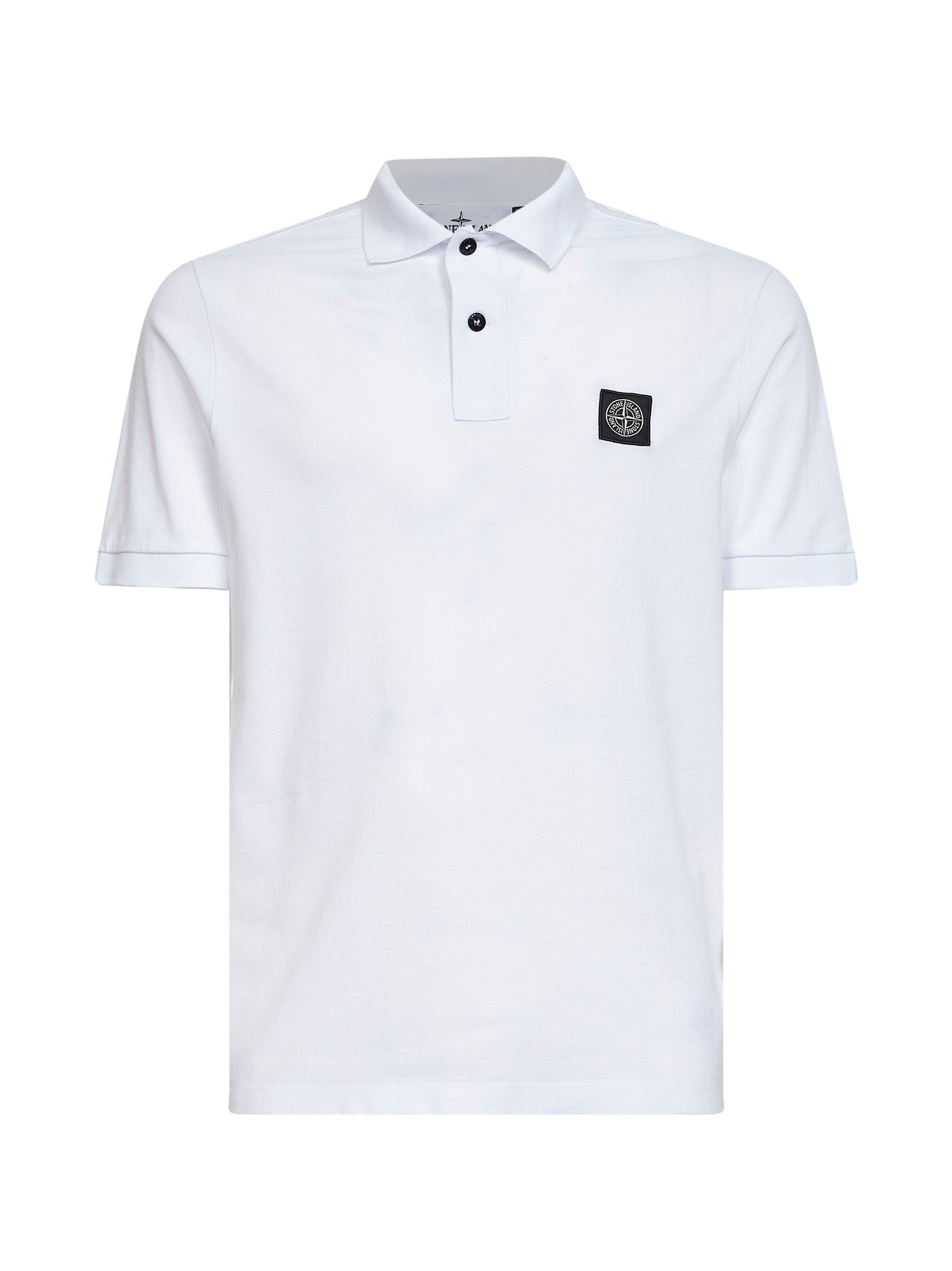 Polo in piqué di cotone stretch bianco