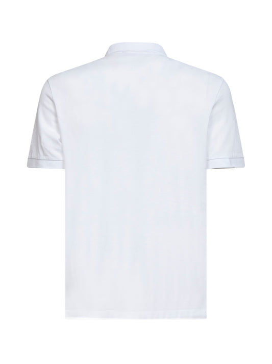 White stretch cotton piqué polo shirt