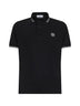 Black stretch organic cotton pique polo shirt