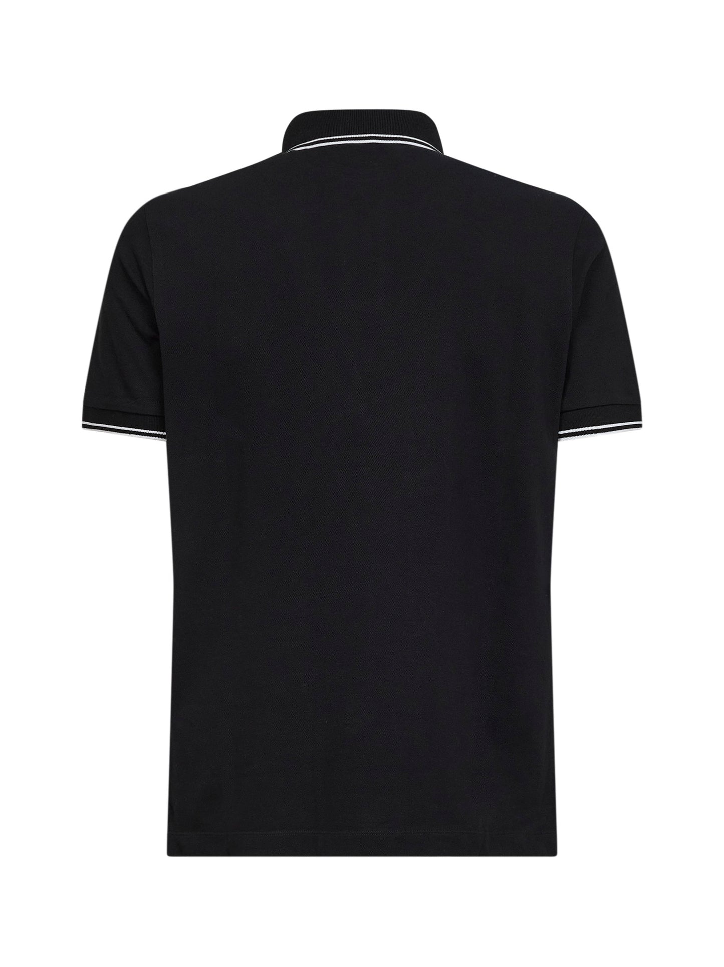 Black stretch organic cotton pique polo shirt