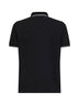 Black stretch organic cotton pique polo shirt