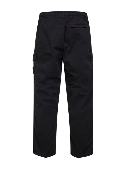 Black stretch twill cargo trousers