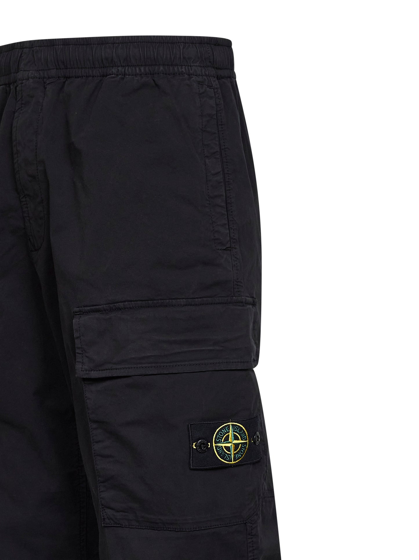Pantaloni cargo in twill stretch nero<BR/>