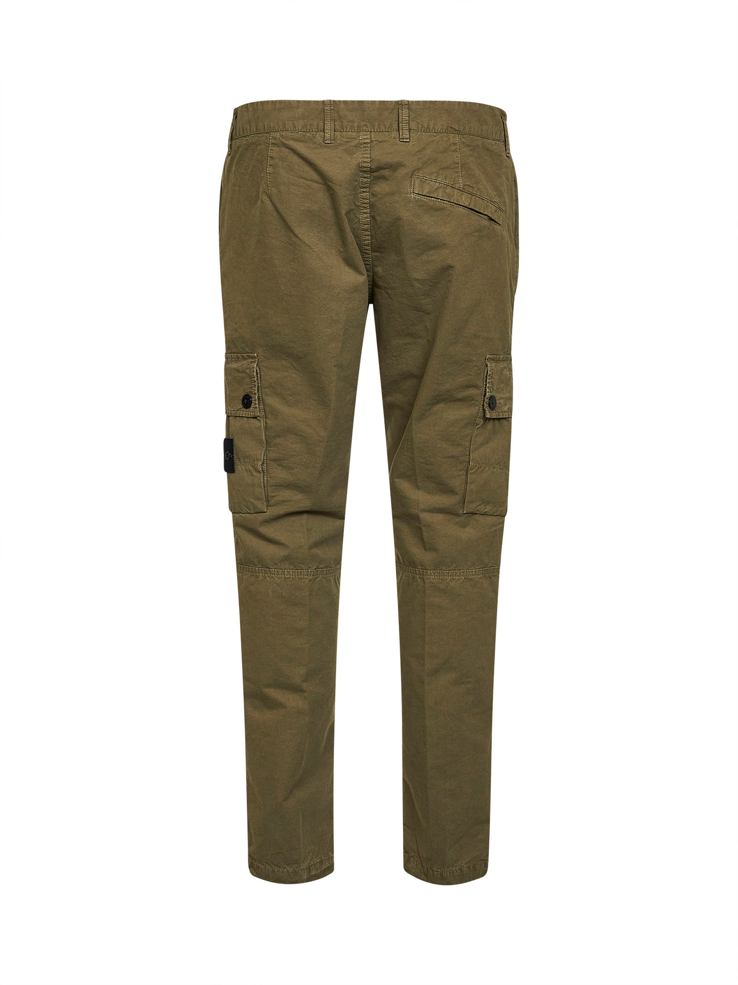 Pantaloni cargo in tela di cotone biologico garzato verde militare