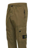 Pantaloni cargo in tela di cotone biologico garzato verde militare