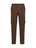 Shadow brown brushed organic cotton canvas cargo trousers