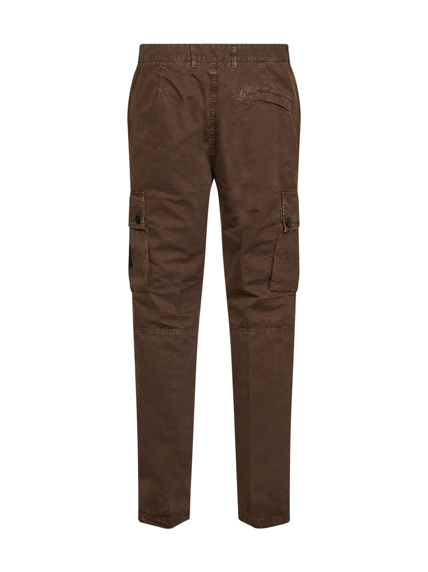 Shadow brown brushed organic cotton canvas cargo trousers