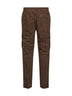 Shadow brown brushed organic cotton canvas cargo trousers