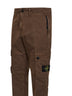 Shadow brown brushed organic cotton canvas cargo trousers