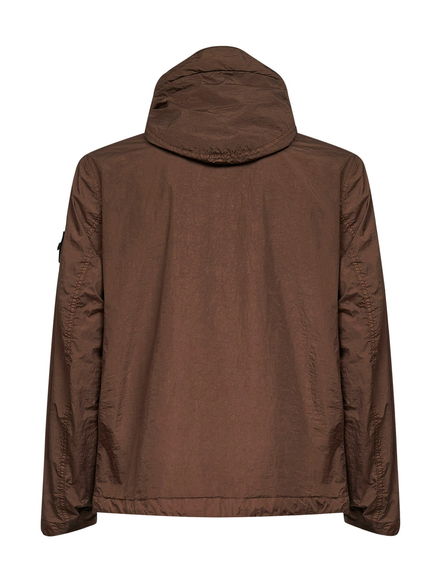 Shadow brown lightweight nylon rep hooded jacket