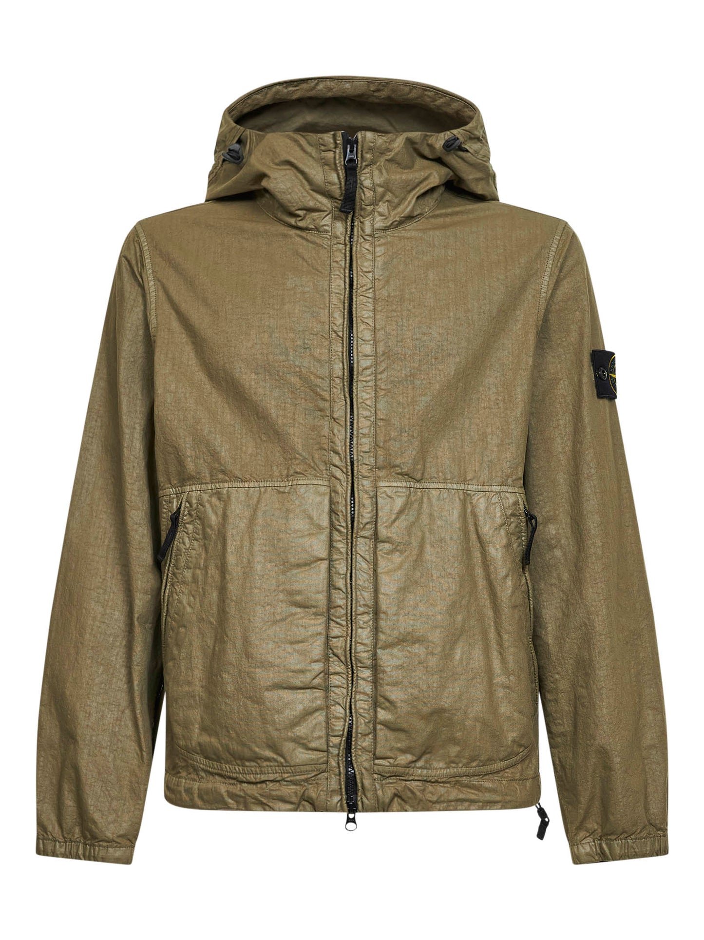 Giacca con cappuccio in Nylon Panama-TC verde militare