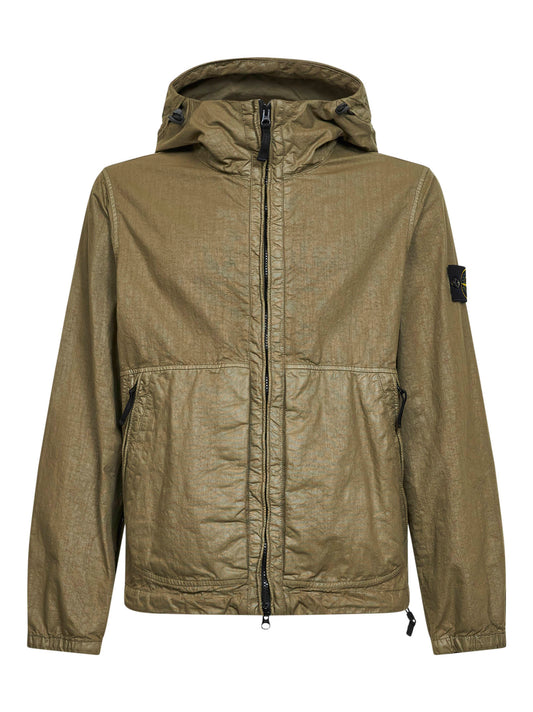 Giacca con cappuccio in Nylon Panama-TC verde militare